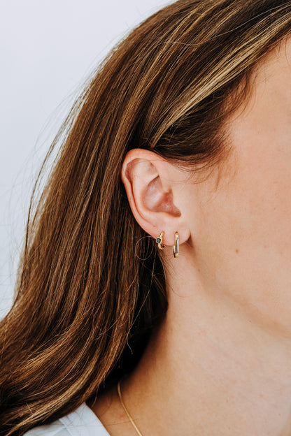 Verde Huggie Hoops | 18K Gold Filled Green Stone Earrings