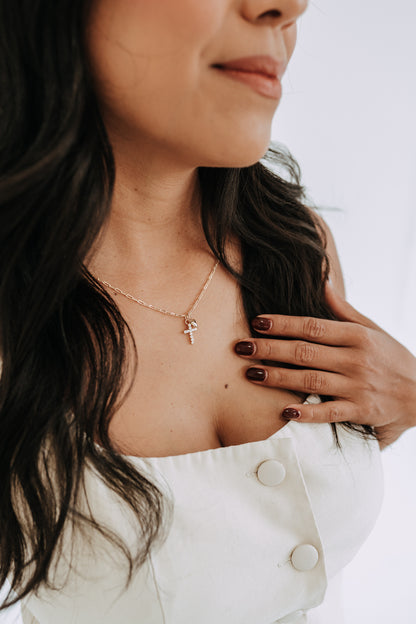 CZ Cross & Heart Necklace – 18K Gold Filled