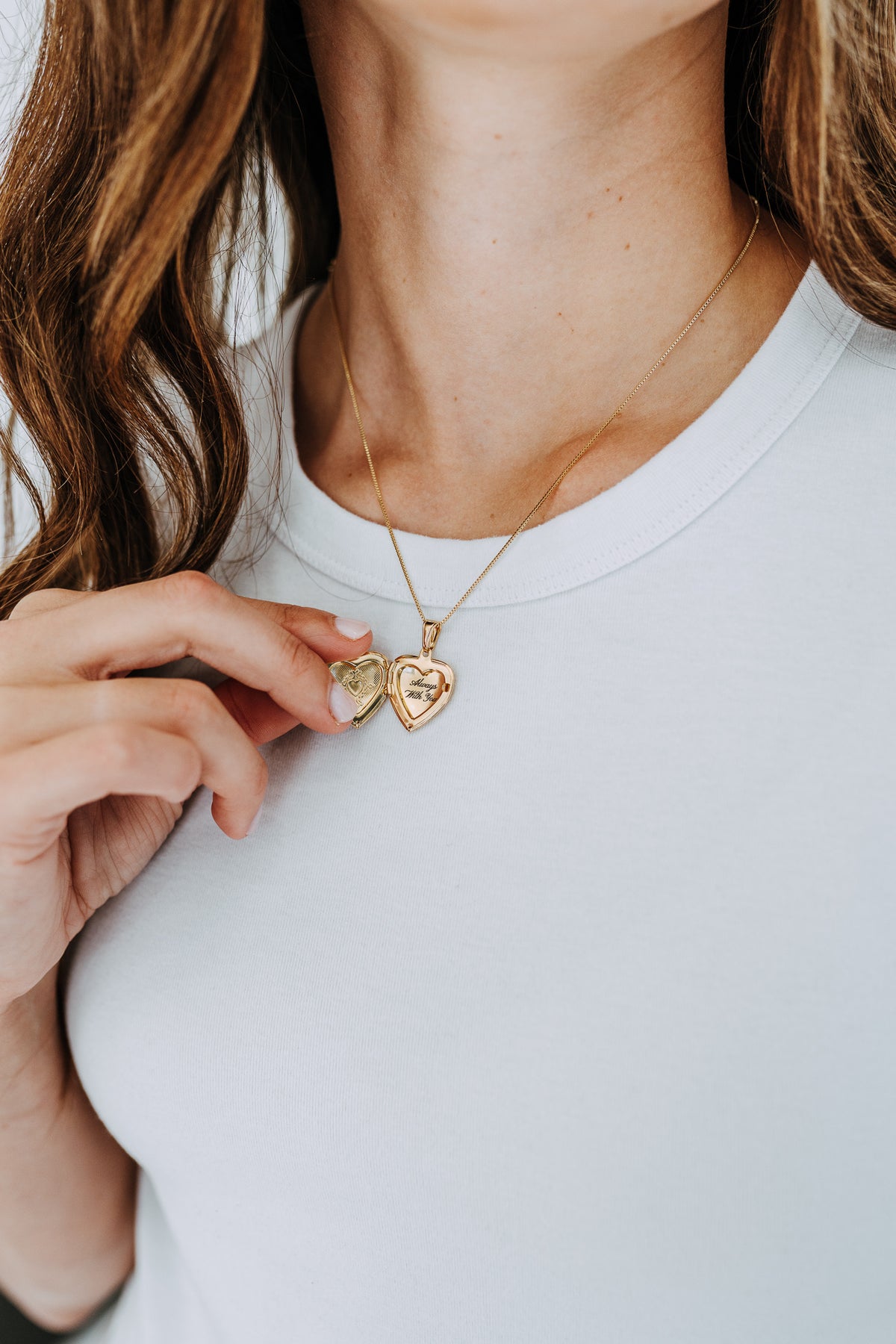 Engraved Heart Locket Necklace | 18K Gold Filled