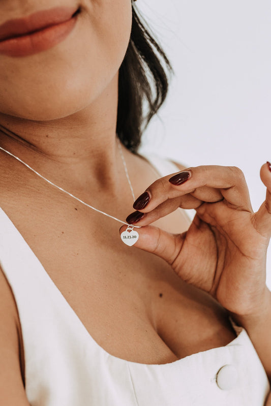 Personalized Engraved Heart Necklace – Sterling Silver