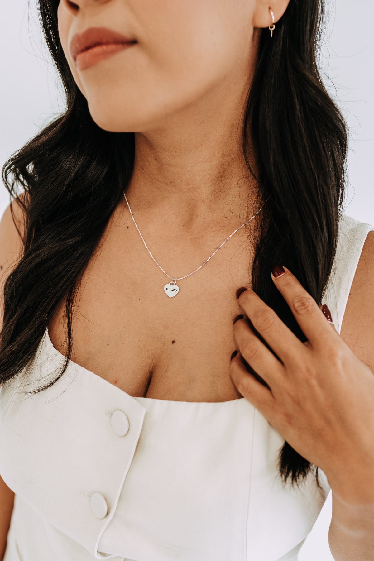 Personalized Engraved Heart Necklace – Sterling Silver