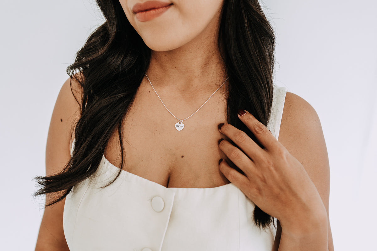 Personalized Engraved Heart Necklace – Sterling Silver