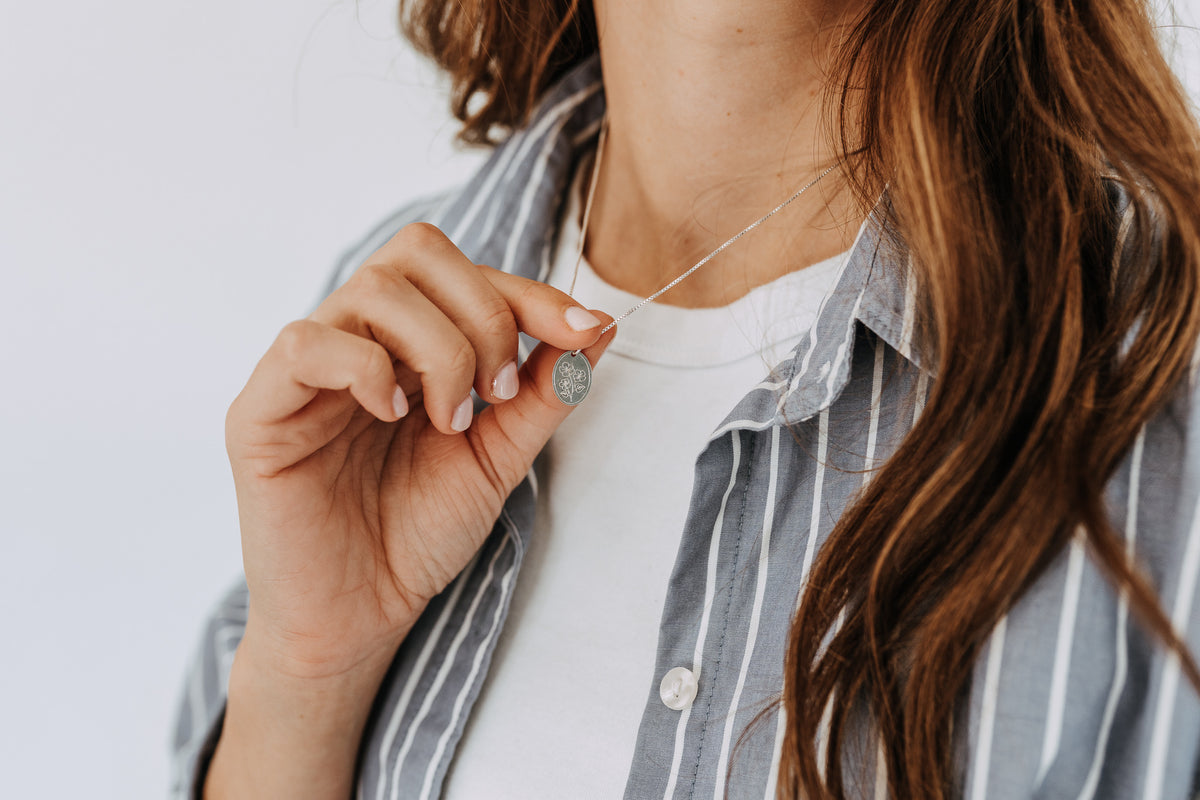 Sterling Silver Petite Birth Flower Necklace | Personalized Birth Month Necklace