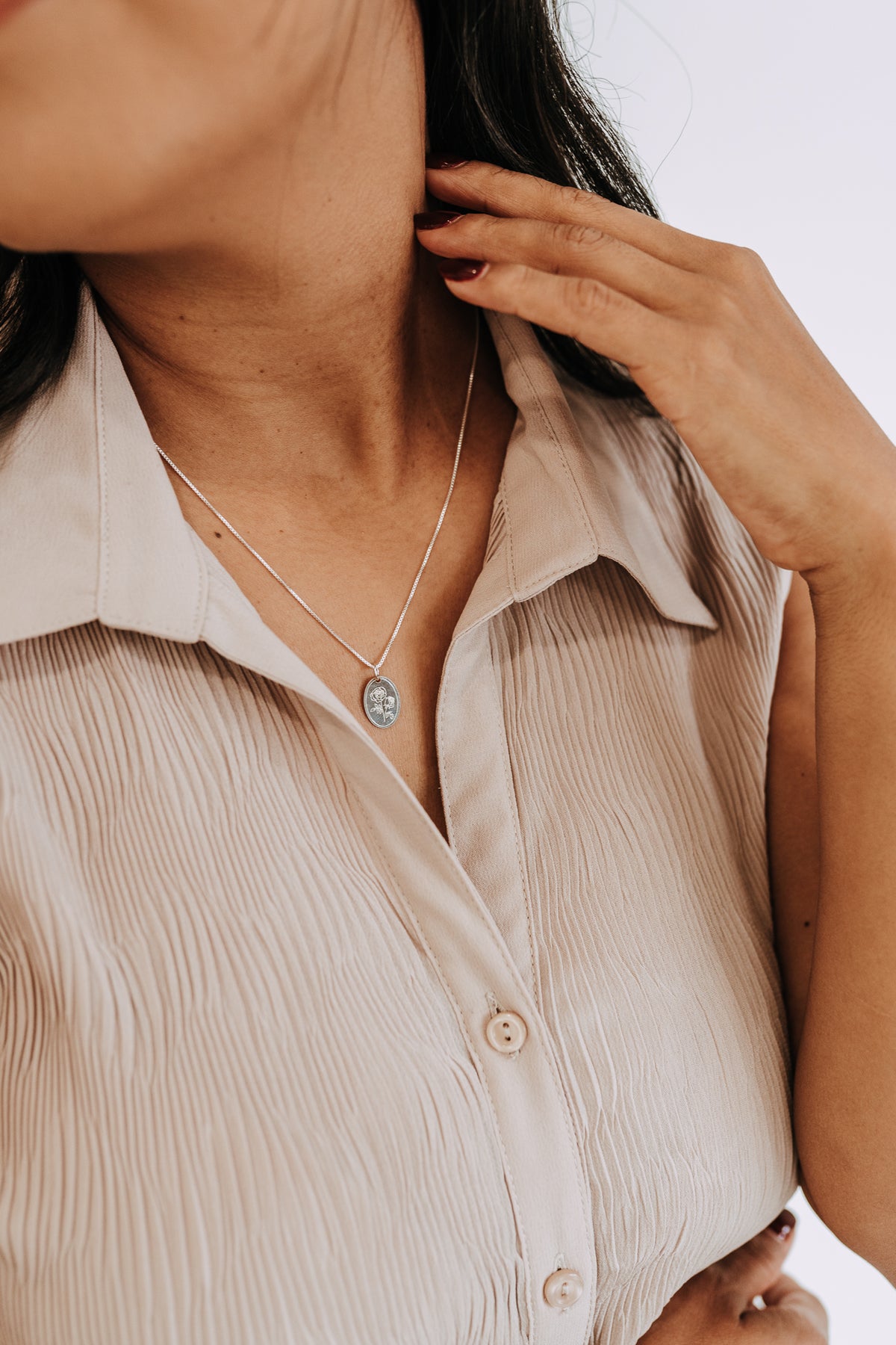 Sterling Silver Petite Birth Flower Necklace | Personalized Birth Month Necklace