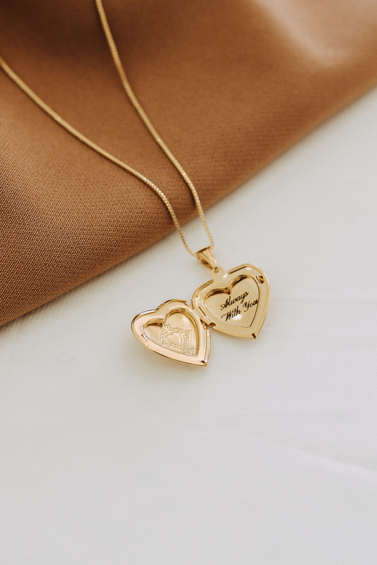 Engraved Heart Locket Necklace | 18K Gold Filled