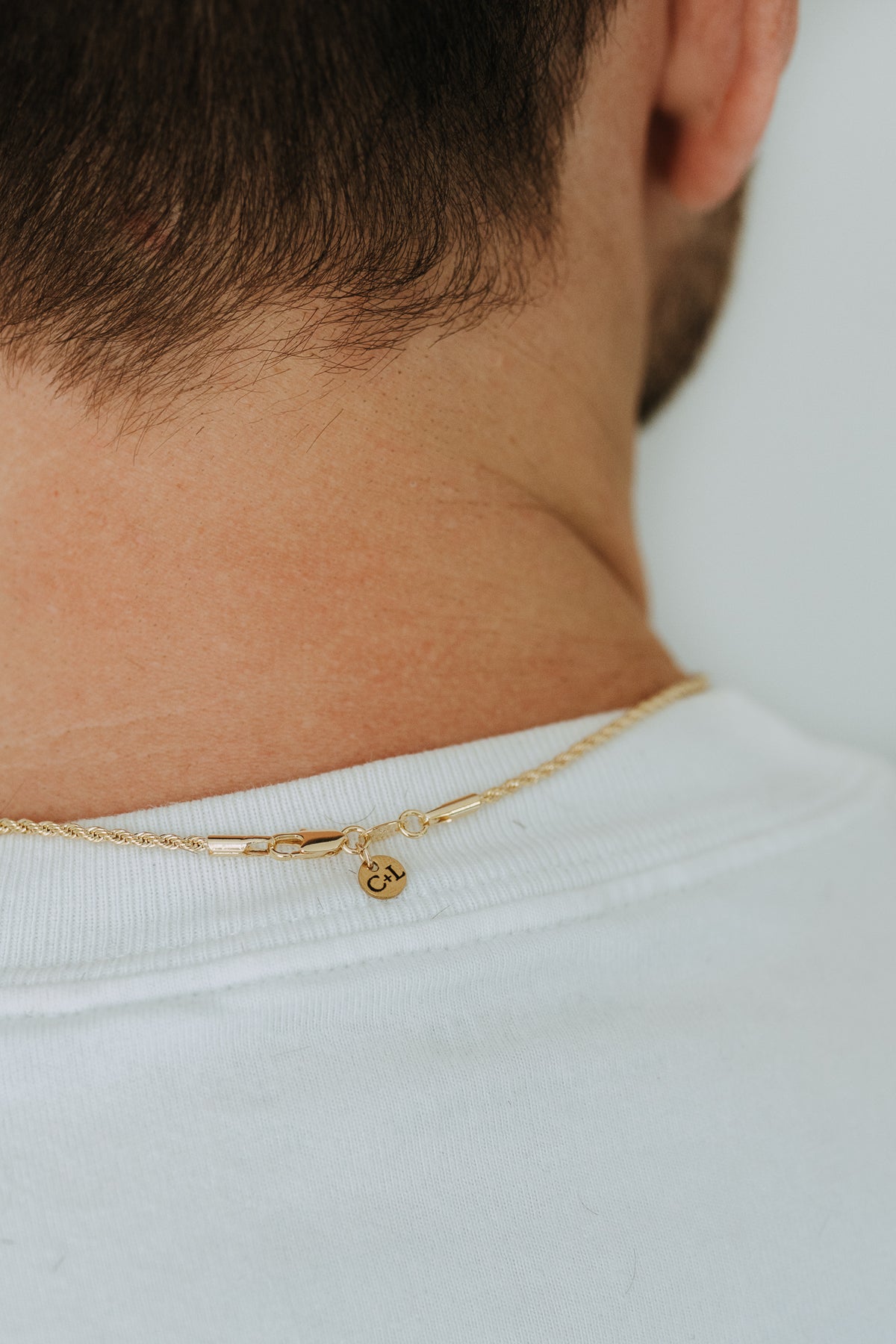 Men’s Etched Cross Necklace | 18K Gold Filled Rope Chain