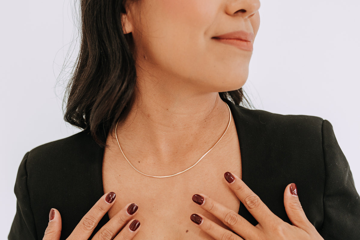 Flat Snake Chain Necklace – 18K Gold Filled