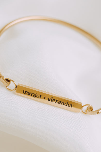 Personalized Engraved Bangle | Custom Gold Bangle