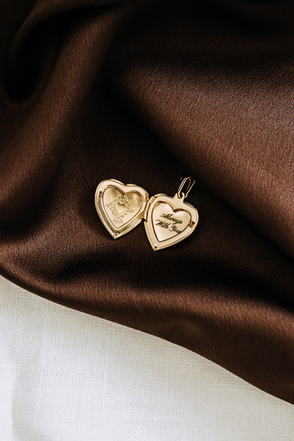 Engraved Heart Locket Necklace | 18K Gold Filled