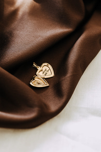 Engraved Heart Locket Necklace | 18K Gold Filled
