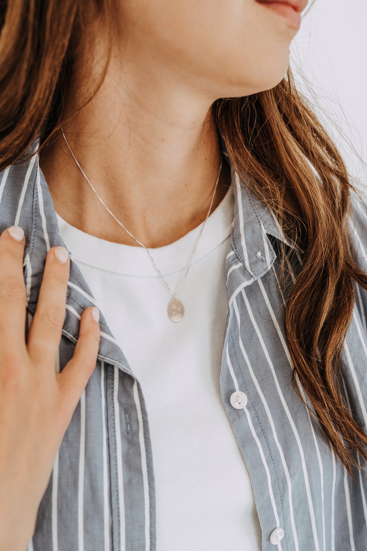 Sterling Silver Petite Birth Flower Necklace | Personalized Birth Month Necklace