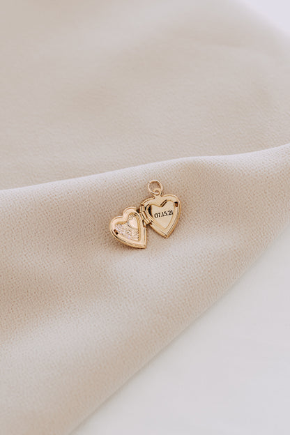Mini Engraved Heart Locket Necklace | 18K Gold Filled