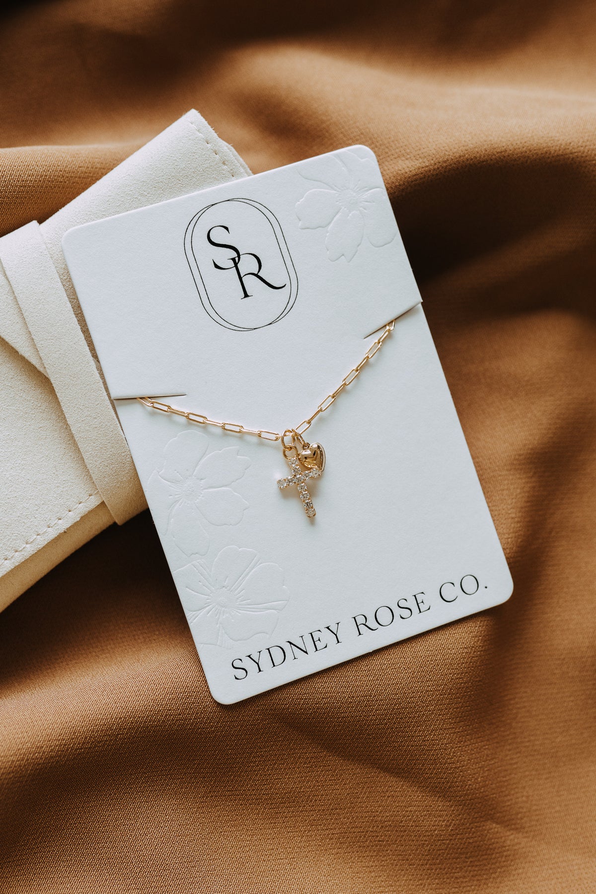 CZ Cross & Heart Necklace – 18K Gold Filled
