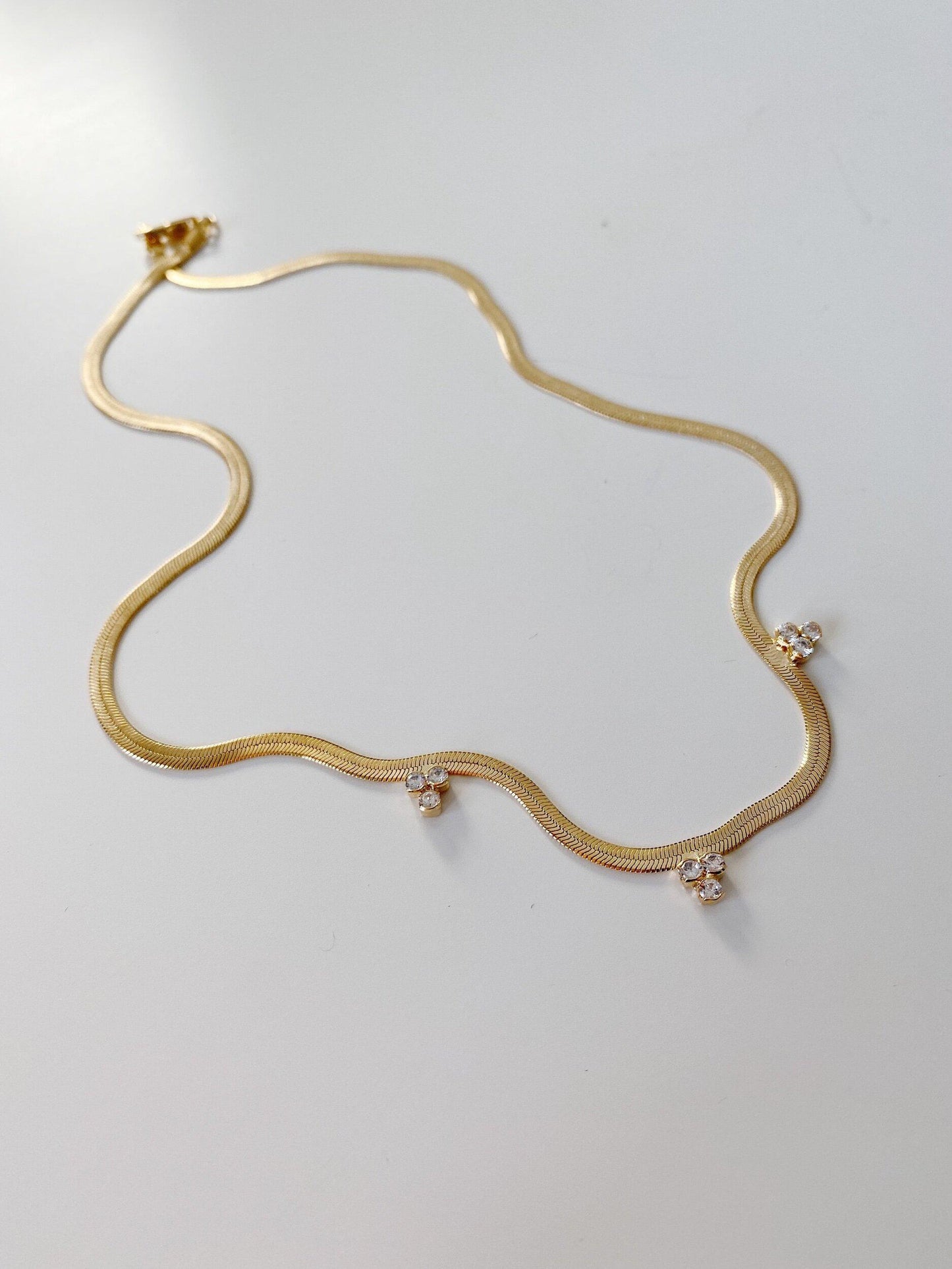 3mm Cubic Charm Herringbone Necklace