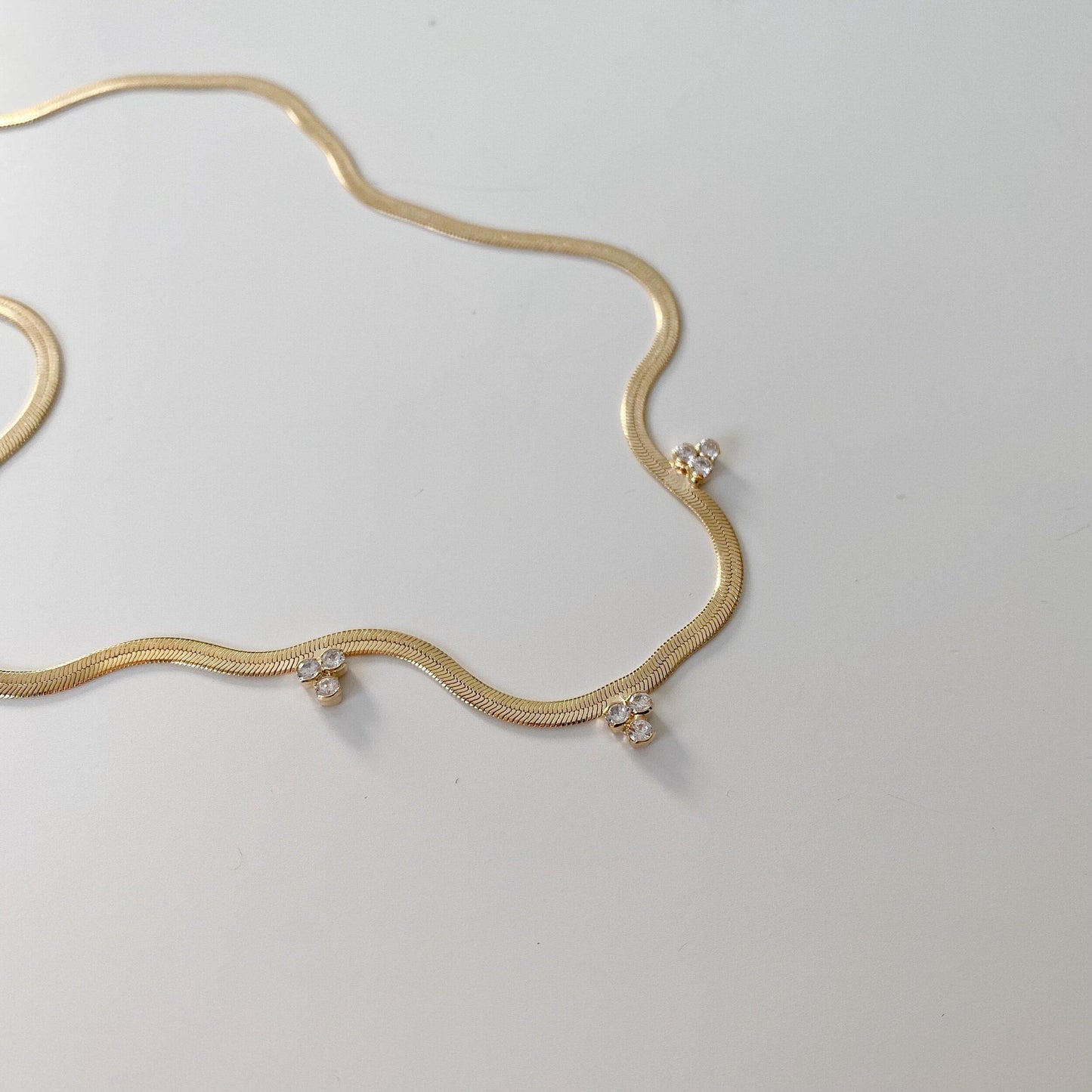 3mm Cubic Charm Herringbone Necklace