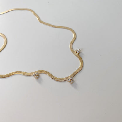 3mm Cubic Charm Herringbone Necklace