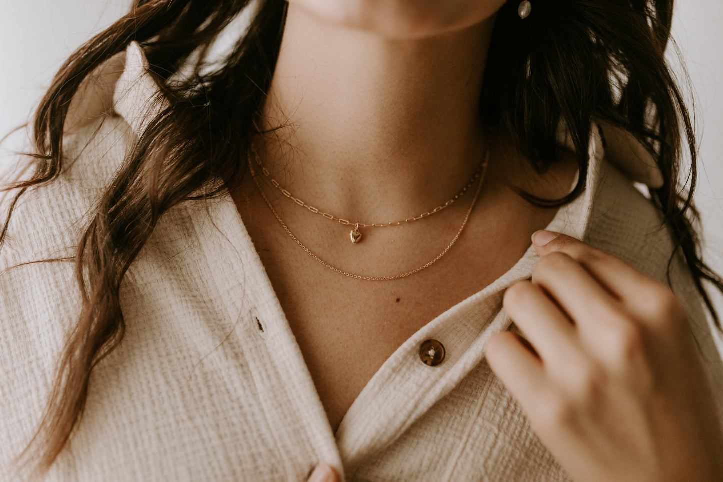 Dainty Heart Pendant + Paperclip Necklace