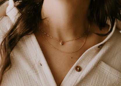 Dainty Heart Pendant + Paperclip Necklace