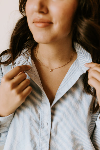 Dainty Heart Pendant + Paperclip Necklace