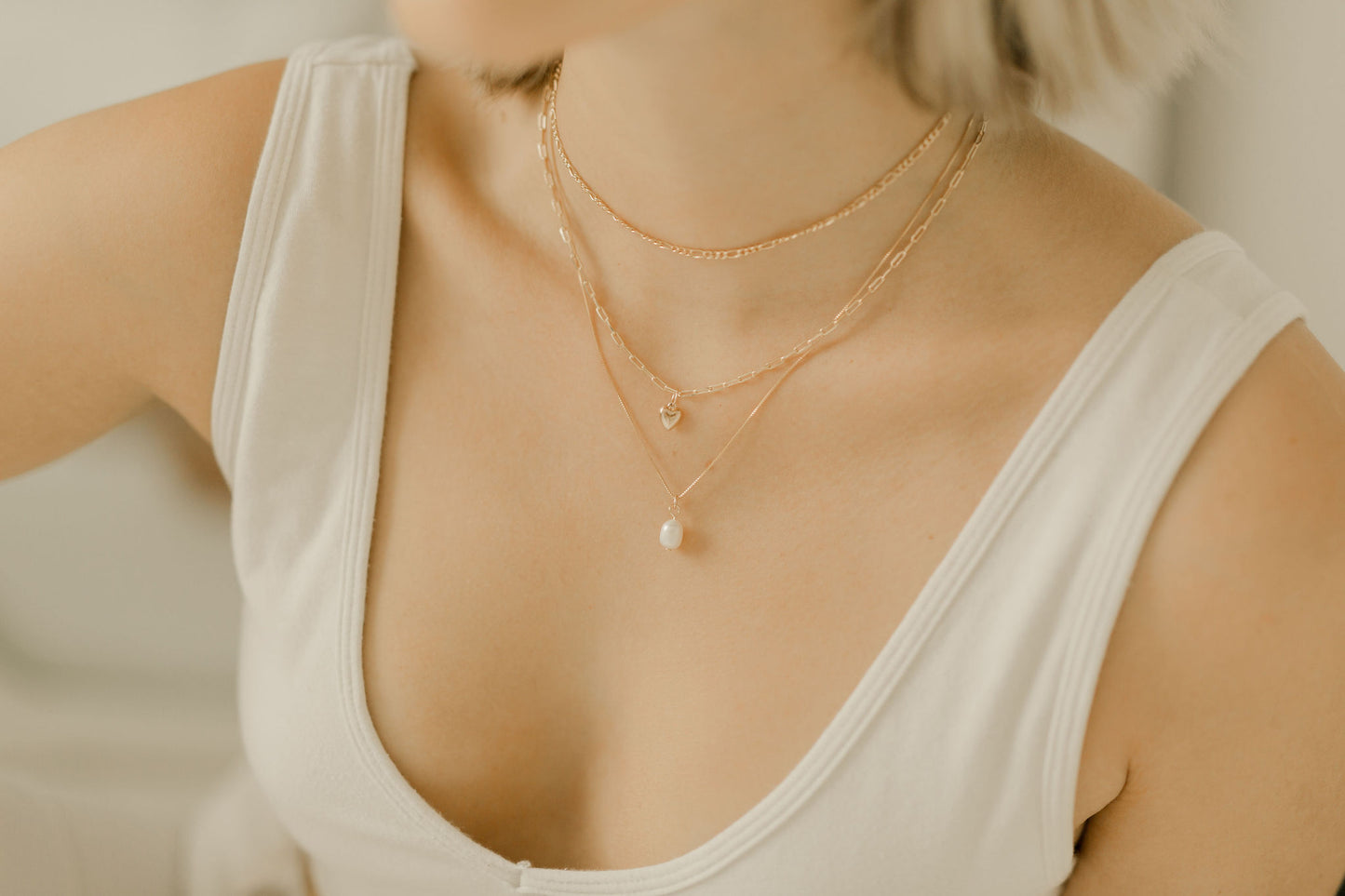 Dainty Heart Pendant + Paperclip Necklace