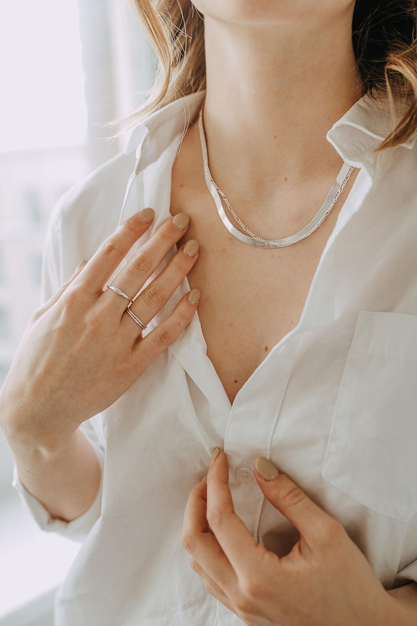 5mm Sterling Silver Herringbone Necklace