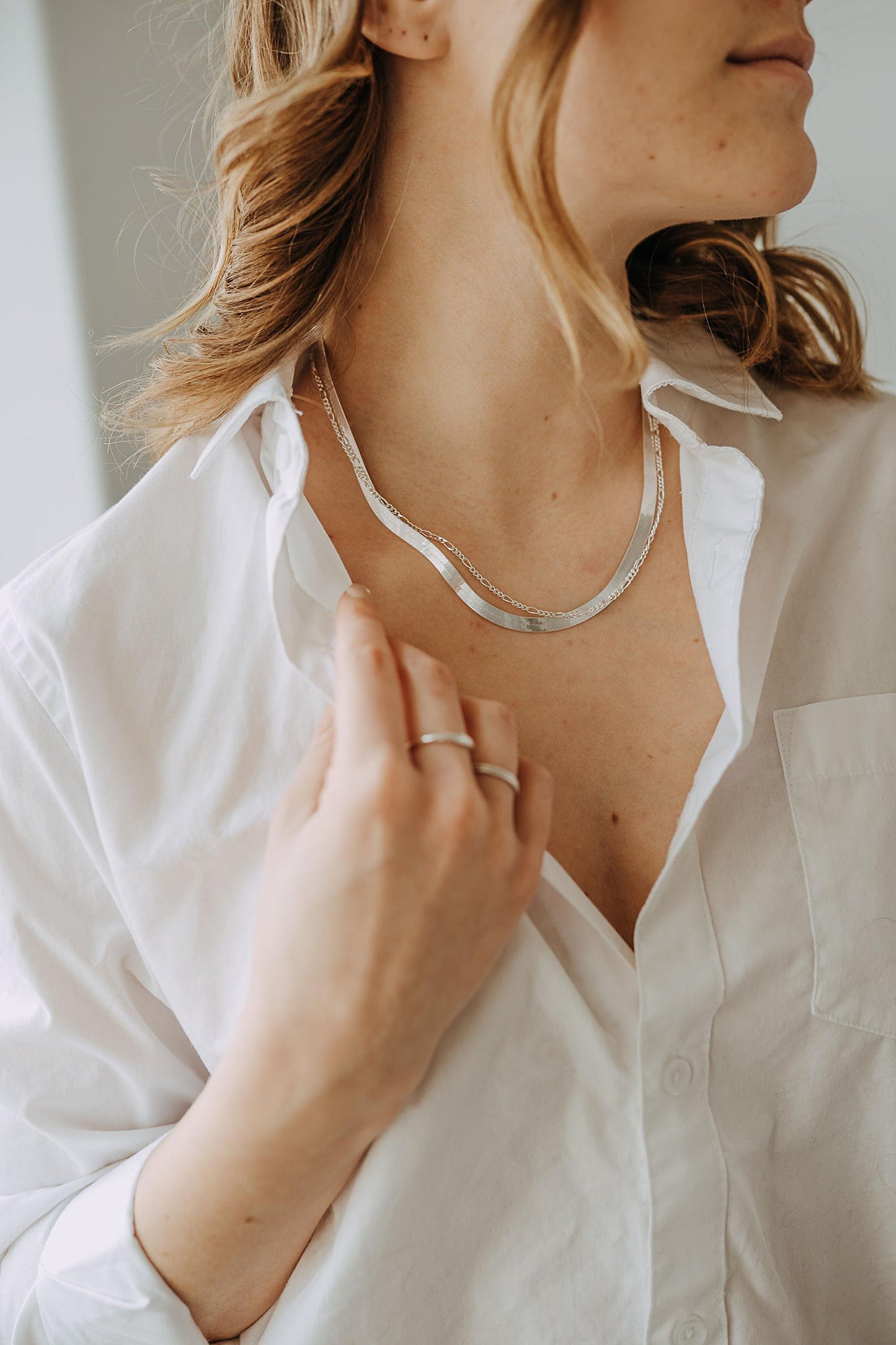 5mm Sterling Silver Herringbone Necklace